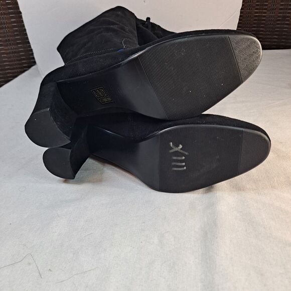 Rose Wand OTK Embroidered Boots Women's 12M Fabric Upper Black Renaissance Boho - Picture 5 of 13